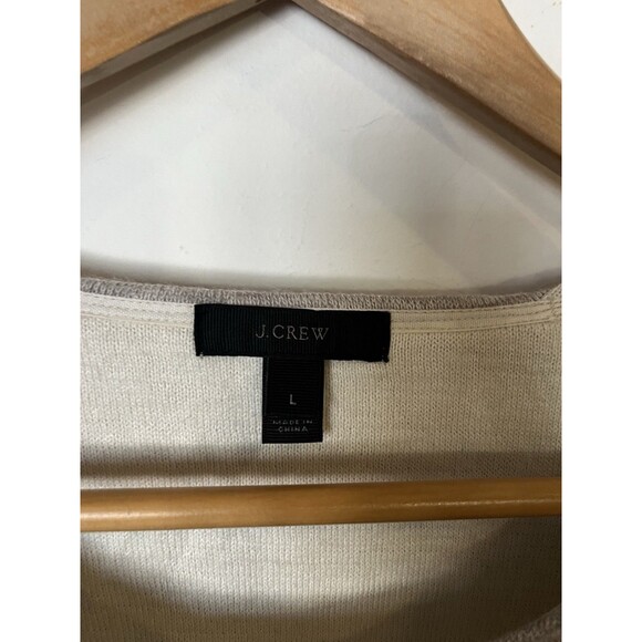 J Crew Gray Cream Color Block Boxy Wool Blend Sweater Size Large - Picture 4 of 8